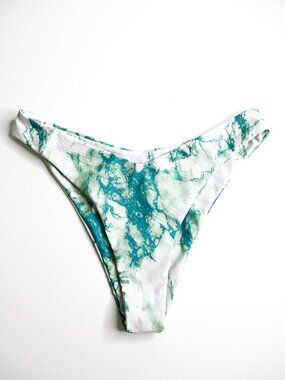 Bikini Swim Bottom Green and White Watercolor Print - Medium